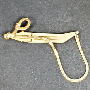 Anson L Monogram Initial Letter Snake Chain Vtg Folding Tie Bar Clip 3"